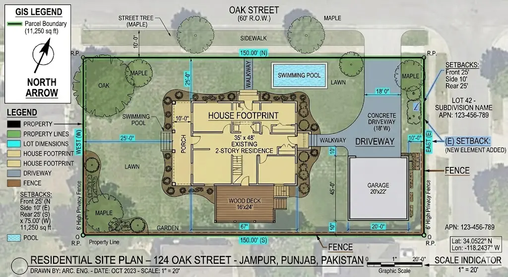 GIS satellite data used for site plan drafting