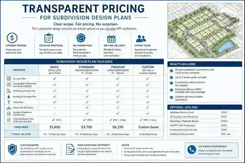 Transparent Pricing for Subdivision Design Plans