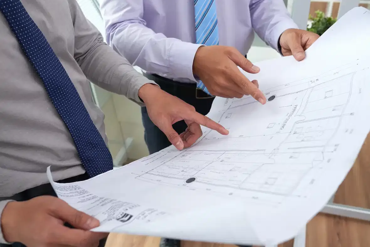 Architects reviewing commercial plans