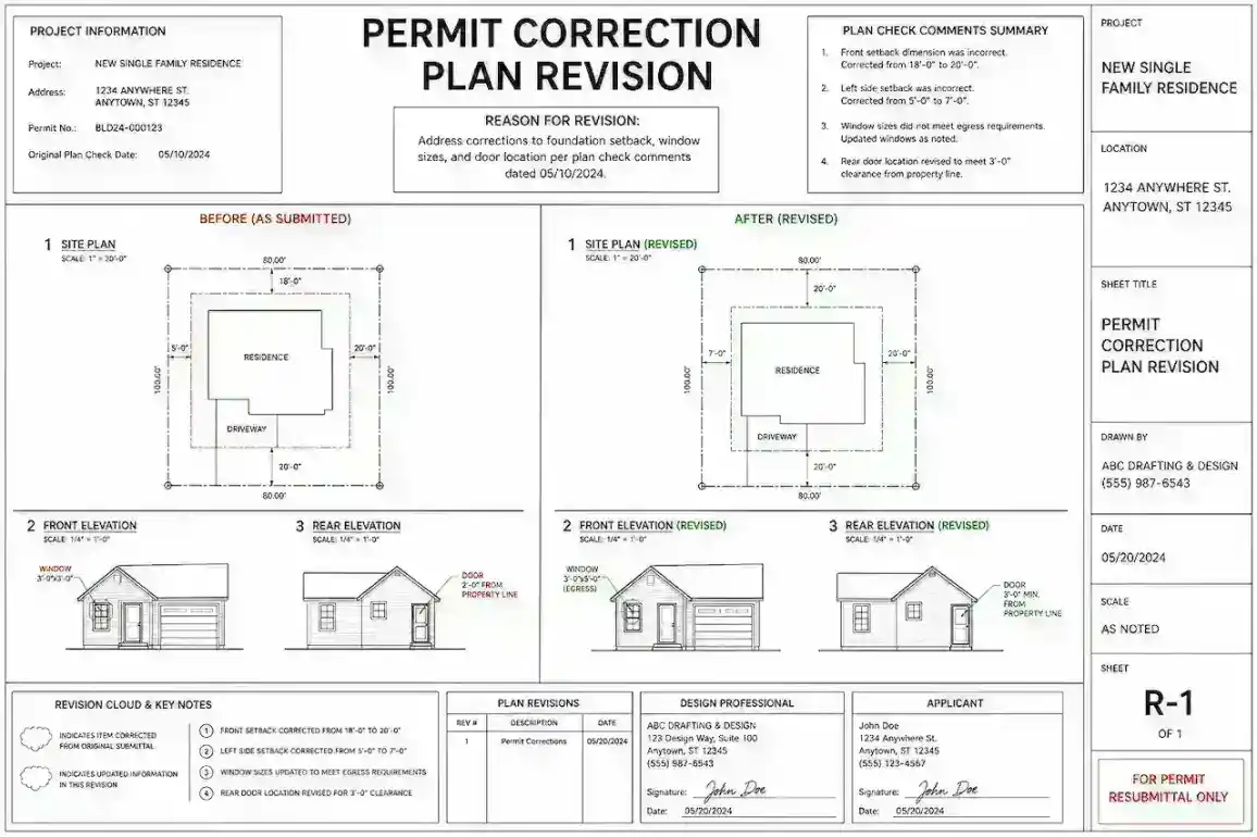 Permit correction plan revision service
