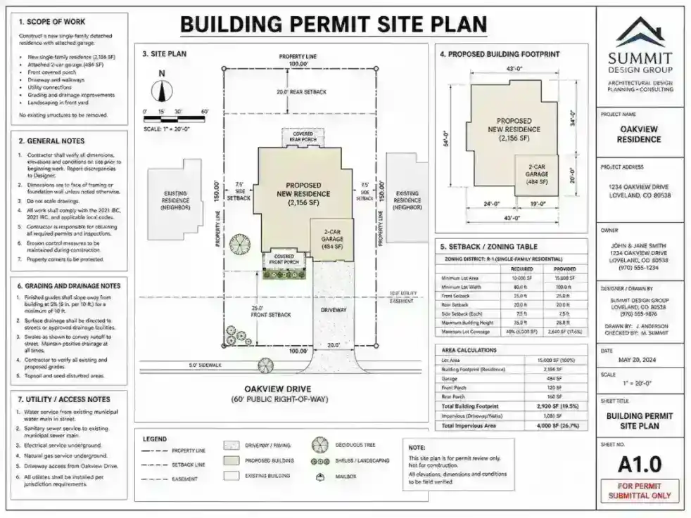 Permit-ready site plan and building permit drawing service