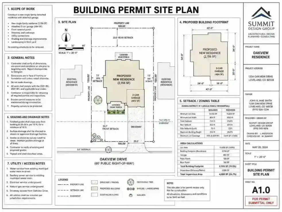 Plot plan for permit drawing service