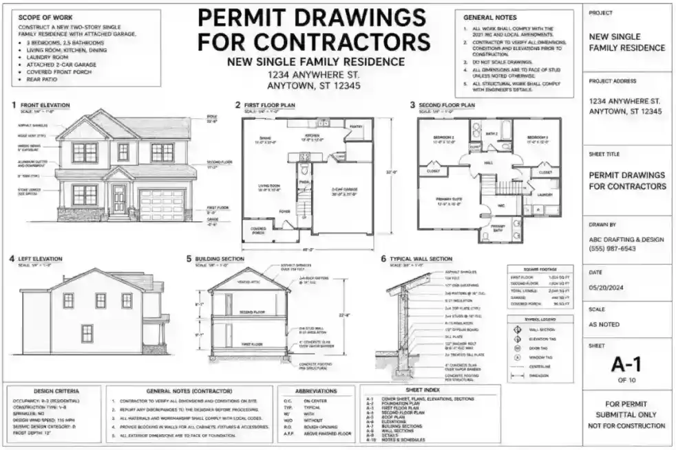 Permit drawings for contractors and professional site plan support