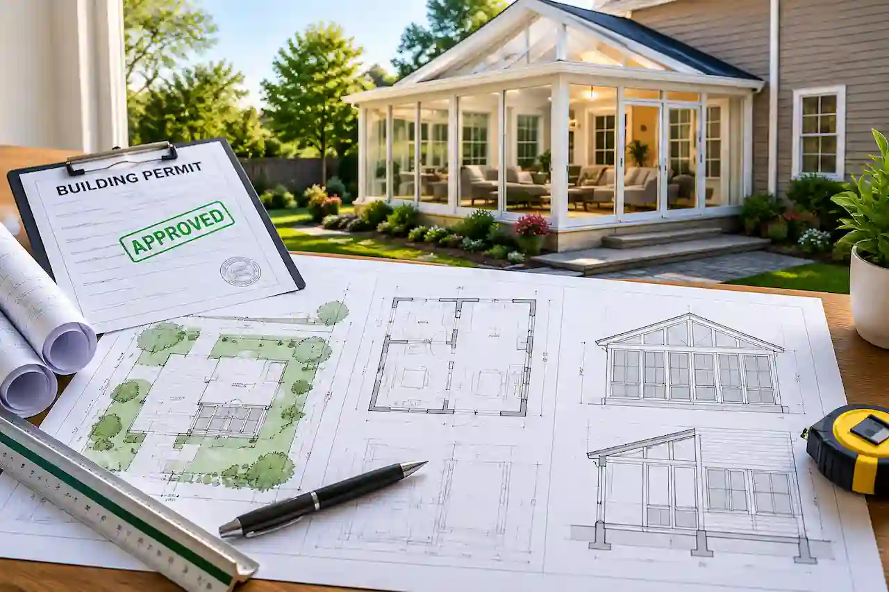 Illustrative Sunroom Permit Plans drawing or project preview