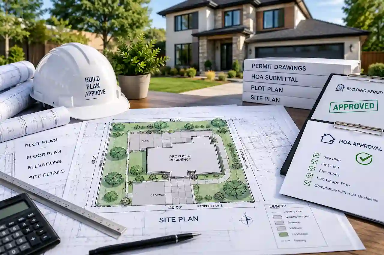 Professional site plans and plot plans for building permits, HOA approvals, and residential construction projects