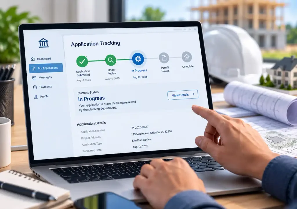 Online permit application status tracking dashboard