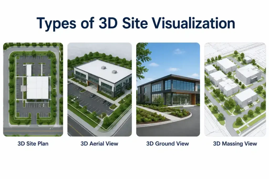 Comparison of four types of 3D site visualization models.