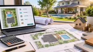 Site plan cost calculators with architectural drawings and residential project plans