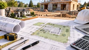 Site plan pricing with architectural drawings and residential construction planning
