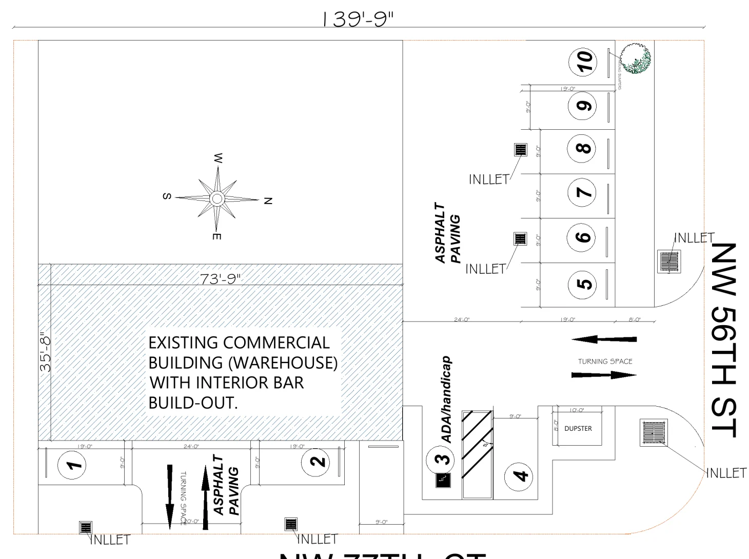 Original project drawing excerpt: Commercial Warehouse Change-of-Use Permit Drawing Set