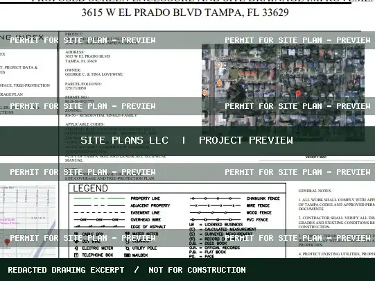 Cropped, permanently watermarked project drawing excerpt for Screened Porch Greenspace and Drainage Permit Corrections