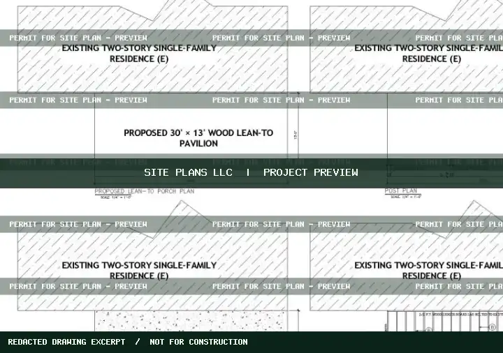 Permanently watermarked excerpt from a real covered porch engineering drawing